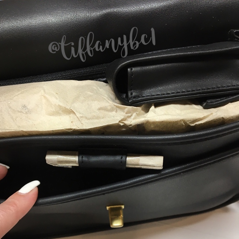 Soft Front Flap Shoulder Bag Faux Leather Black - Picture 10 of 15